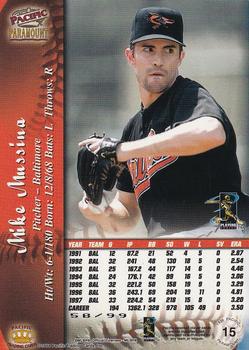1998 Pacific Paramount - Holographic Silver #15 Mike Mussina Back