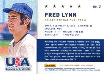 2015 Panini USA Baseball Stars & Stripes - Diamond Kings Holofoil #3 Fred Lynn Back