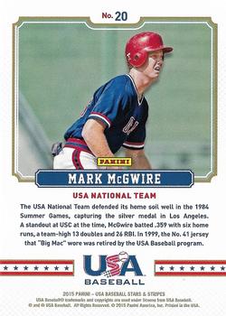 2015 Panini USA Baseball Stars & Stripes - Fireworks Holofoil #20 Mark McGwire Back