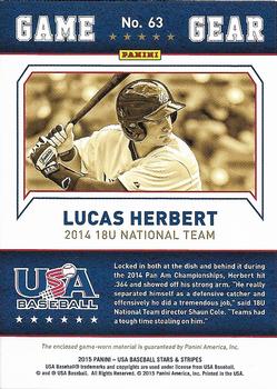 2015 Panini USA Baseball Stars & Stripes - Game Gear Materials #63 Lucas Herbert Back