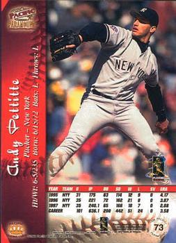 1998 Pacific Paramount - Red #73 Andy Pettitte Back