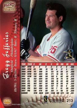 1998 Pacific Paramount - Red #213 Gregg Jefferies Back