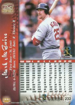 1998 Pacific Paramount - Red #232 Mark McGwire Back