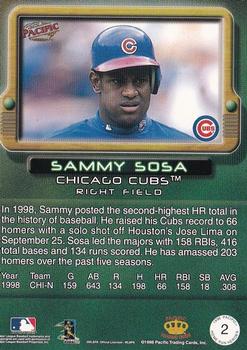 1998 Pacific Home Run Heroes #2 Sammy Sosa Back