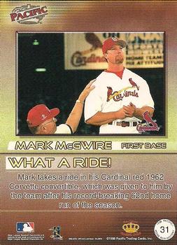 1998 Pacific Home Run History #31 Mark McGwire Back