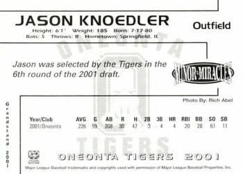 2001 Grandstand Oneonta Tigers #NNO Jason Knoedler Back
