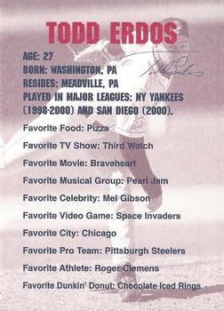 2001 Dunkin' Donuts Pawtucket Red Sox #NNO Todd Erdos Back