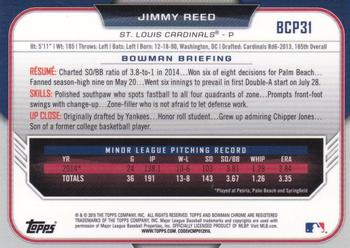 2015 Bowman - Chrome Prospects Blue Wave Refractors #BCP31 Jimmy Reed Back