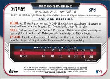 2015 Bowman - Prospects Silver #BP6 Pedro Severino Back