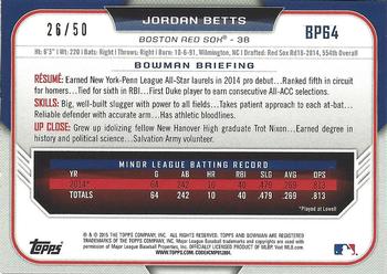 2015 Bowman - Prospects Gold #BP64 Jordan Betts Back