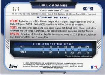 2015 Bowman - Chrome Prospects Red Refractors #BCP61 Willy Adames Back