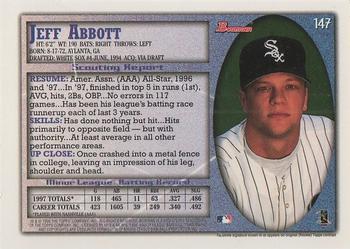 1998 Bowman #147 Jeff Abbott Back