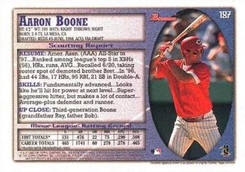 1998 Bowman #187 Aaron Boone Back
