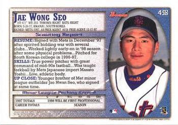 1998 Bowman #438 Jae Weong Seo Back