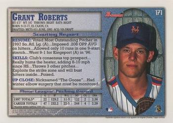1998 Bowman #171 Grant Roberts Back