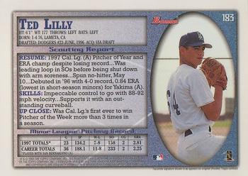 1998 Bowman #183 Ted Lilly Back