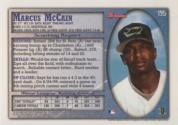 1998 Bowman #195 Marcus McCain Back