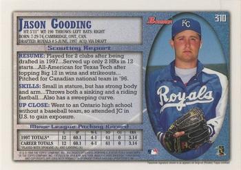1998 Bowman #310 Jason Gooding Back