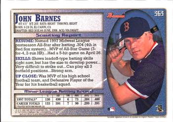 1998 Bowman #363 John Barnes Back