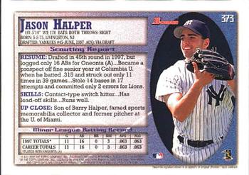 1998 Bowman #373 Jason Halper Back