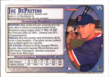 1998 Bowman #375 Joe DePastino Back