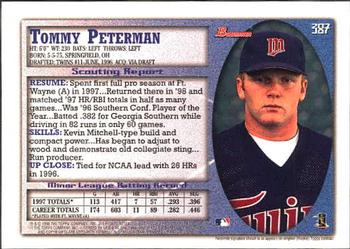 1998 Bowman #387 Tommy Peterman Back