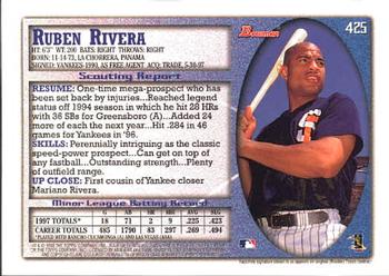 1998 Bowman #425 Ruben Rivera Back