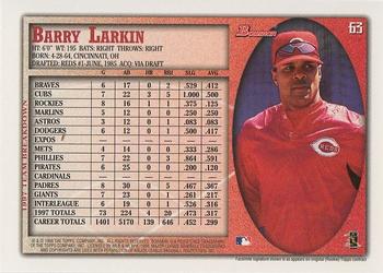 1998 Bowman #63 Barry Larkin Back