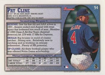 1998 Bowman #94 Pat Cline Back