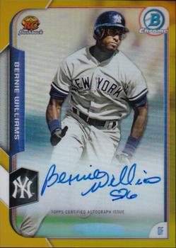 2015 Bowman - Chrome Rookie Recollections Gold Refractor Autographs #RR-BW Bernie Williams Front