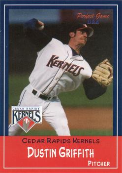 2002 Perfect Game Cedar Rapids Kernels #9 Dustin Griffith Front