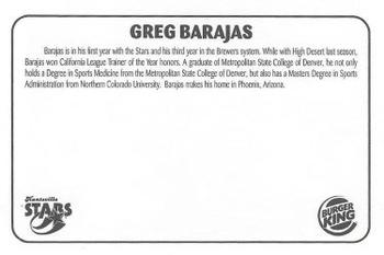 2002 Huntsville Stars #NNO Greg Barajas Back