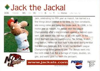2002 Warning Track New Jersey Jackals #1 Jack the Jackal Back