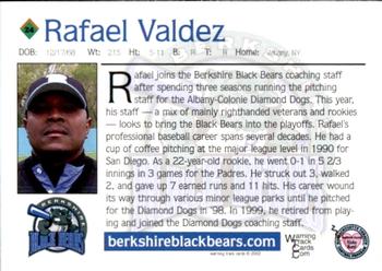 2002 Warning Track Berkshire Black Bears #24 Rafael Valdez Back