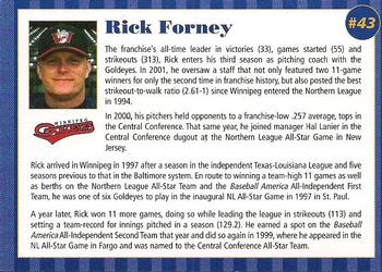 2002 Winnipeg Goldeyes #NNO Rick Forney Back