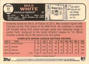 2015 Topps Heritage Minor League #11 Max White Back