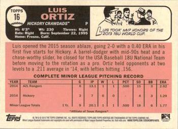 2015 Topps Heritage Minor League #16 Luis Ortiz Back