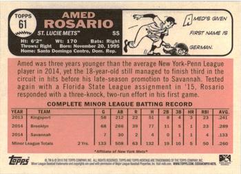 2015 Topps Heritage Minor League #61 Amed Rosario Back