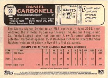 2015 Topps Heritage Minor League #99 Daniel Carbonell Back