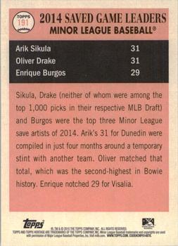 2015 Topps Heritage Minor League #191 Arik Sikula / Oliver Drake / Enrique Burgos Back