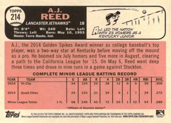 2015 Topps Heritage Minor League #214 A.J. Reed Back