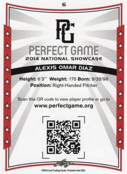 2014 Leaf Perfect Game #6 Alexis Omar Diaz Back