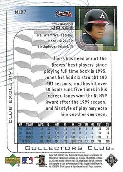 2002 Upper Deck Collectors Club #MLB7 Chipper Jones Back