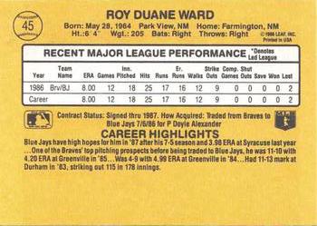 1987 Donruss #45 Duane Ward Back