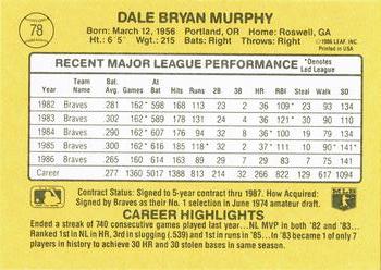 1987 Donruss #78 Dale Murphy Back