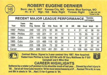 1987 Donruss #146 Bob Dernier Back