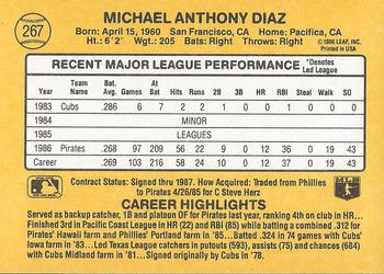 1987 Donruss #267 Mike Diaz Back