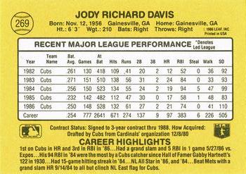 1987 Donruss #269 Jody Davis Back