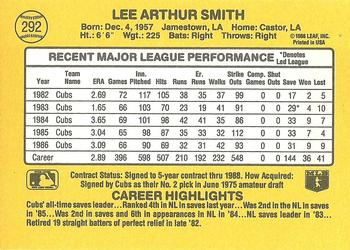 1987 Donruss #292 Lee Smith Back