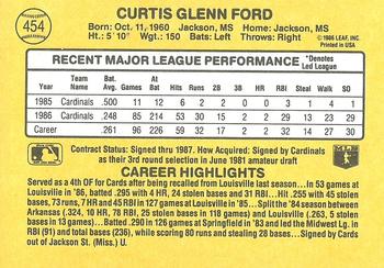 1987 Donruss #454 Curt Ford Back